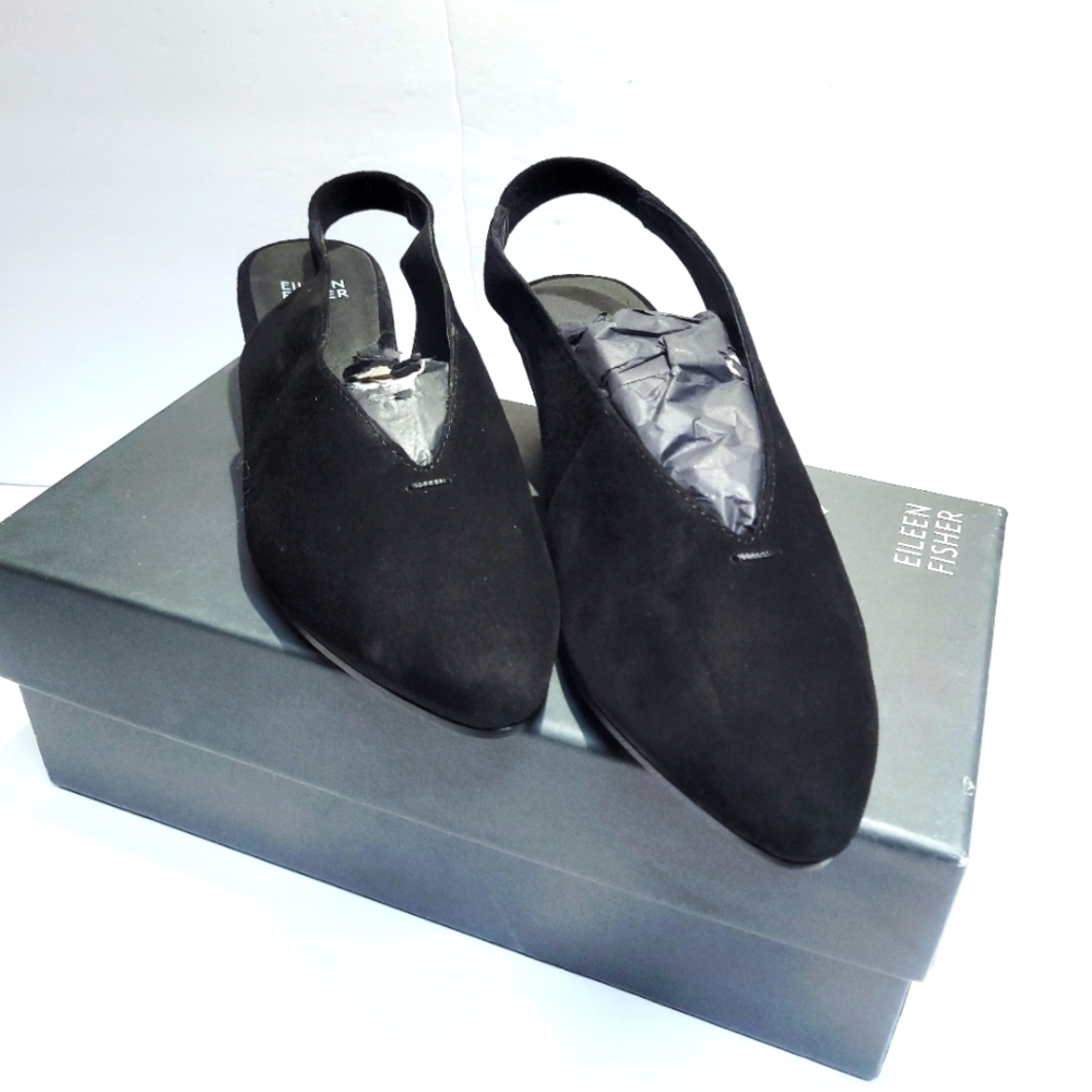 Eileen Fisher Fall Slingbacks Size 6.5 Black Suede